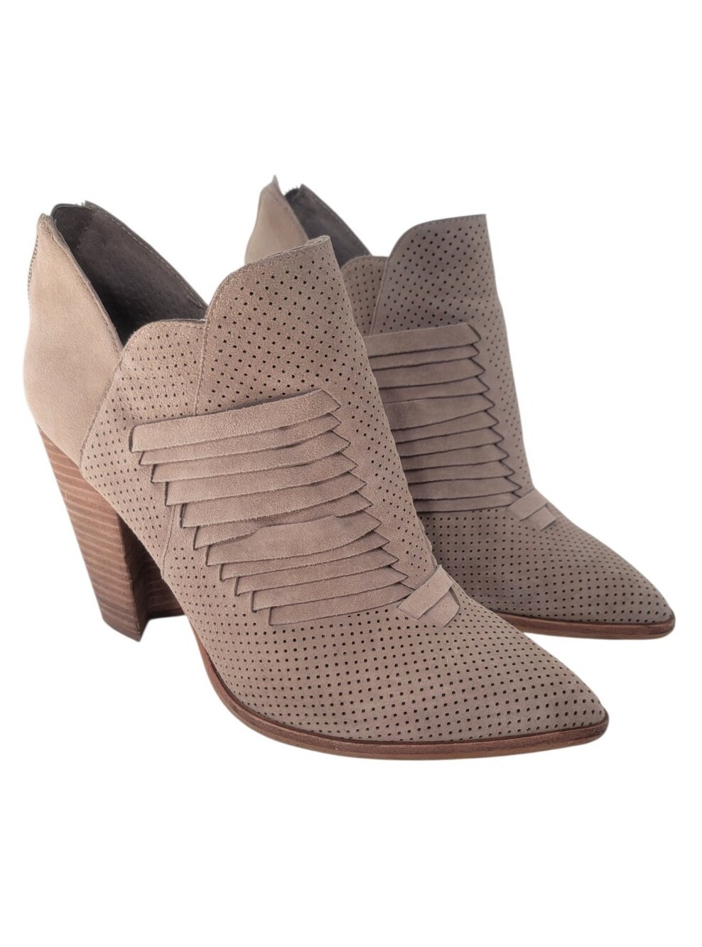 ​Vince Camuto Womens Levana Taupe Suede Pointed Toe Booties 8.5 Mushroom Western